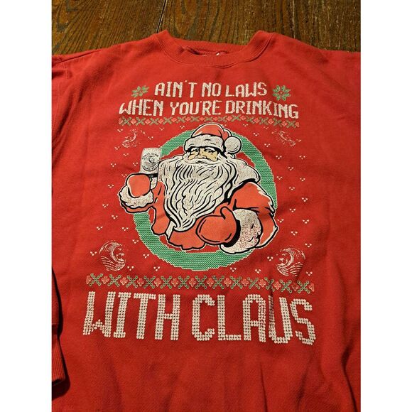 Three Layer Red Round Neck Long Sleeve Fleece Christmas Sweatshirt Large CR280 - Picture 2 of 3